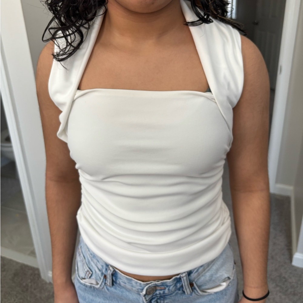 Zara White Sleeveless Tank Top